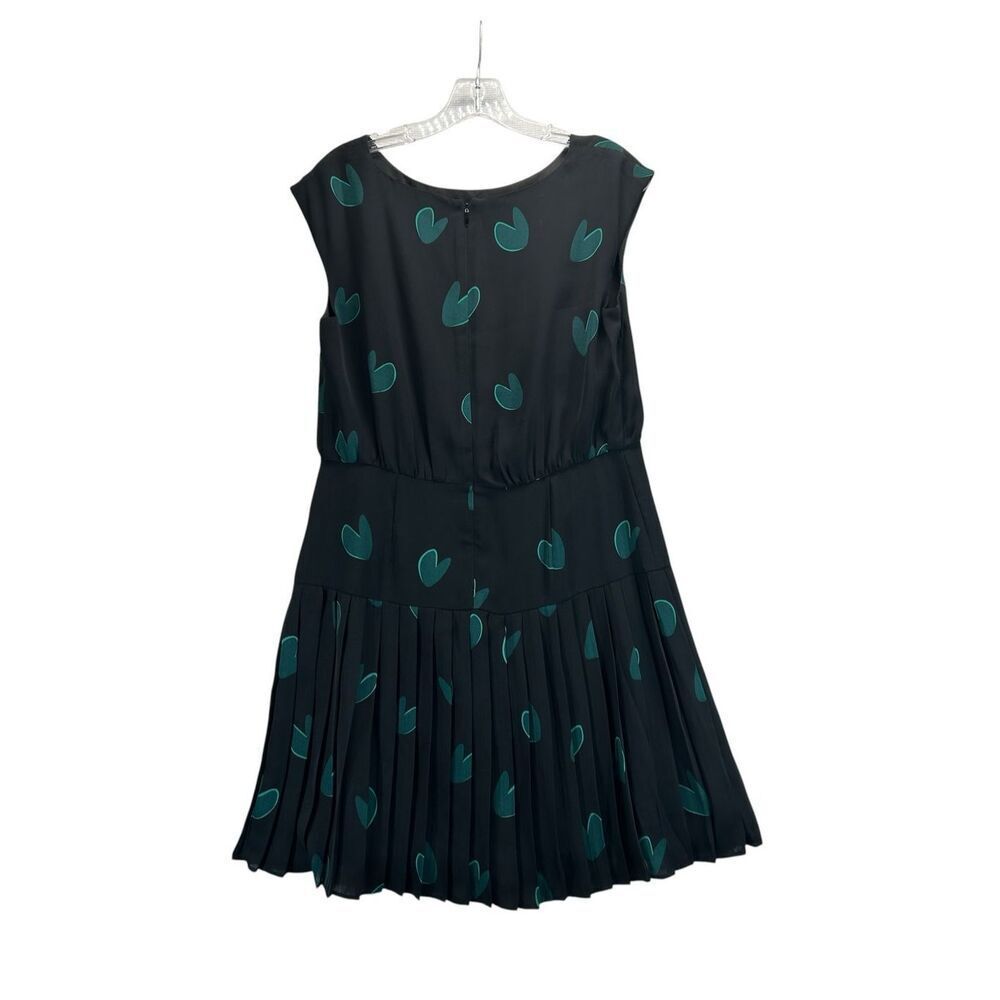 Loft Preppy Coquette Black Teal Heart Print Pleated Drop Waist Skirt Dress Sz 6